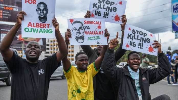 Kenyan demonstrators stage an anti-government protest in Nairobi